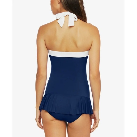 NWT Ralph Lauren Bel Air Skirted one piece blue and white swimsuit size 12 - Picture 2 of 7